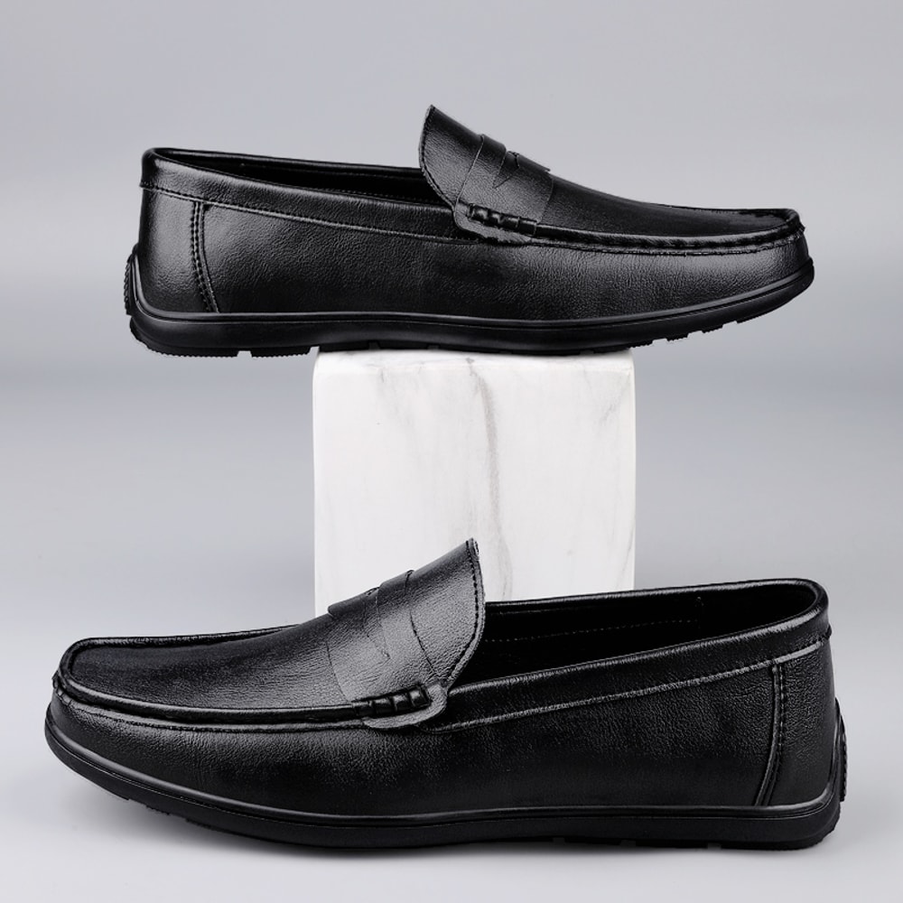 Comfortable Mens Casual Shoes, Genuine Leather Men Loafers, Breathable Slip-on Boat Shoes, Luxury Brand Formal Dress
