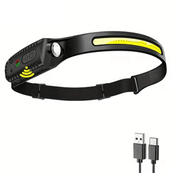 led motion sensor headlamp, usb rechargeable & waterproof for hands-free lighting