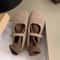 Ladies Wool Mary Jane Shoes Fashion Square Toe Fleece Ballet Flats Winter Warm Elegant Plush Loafer 3