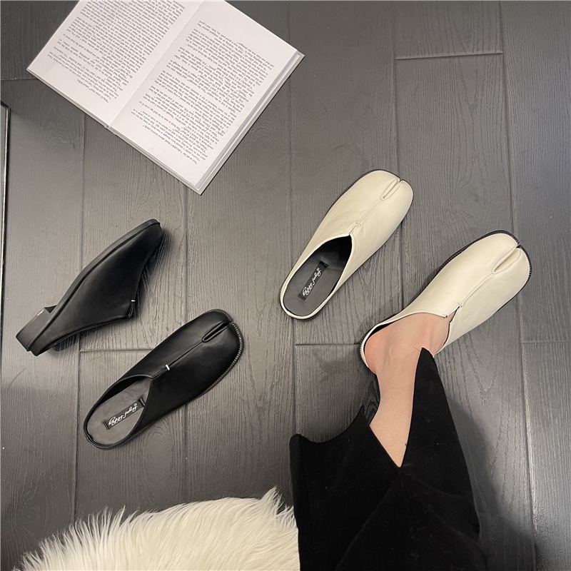 Leather Split Toe Flat Shoes For Women New Fashion Tabi Ninja Flats Cozy Loafers Casual Low Heels L 2
