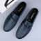 New Casual Men SlipOn Shoes Luxury Leather Blue Loafers Handmade Business Driving Flats 0