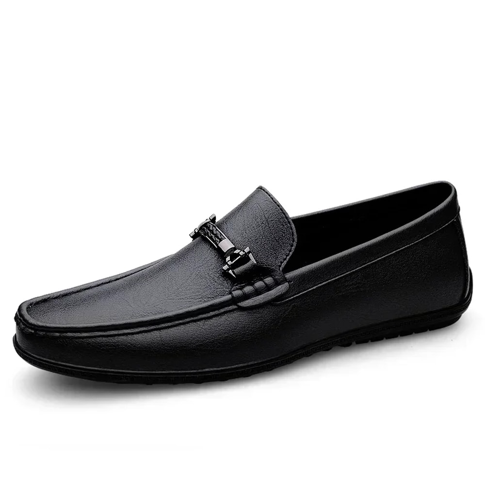 New Casual Men SlipOn Shoes Luxury Leather Blue Loafers Handmade Business Driving Flats 6