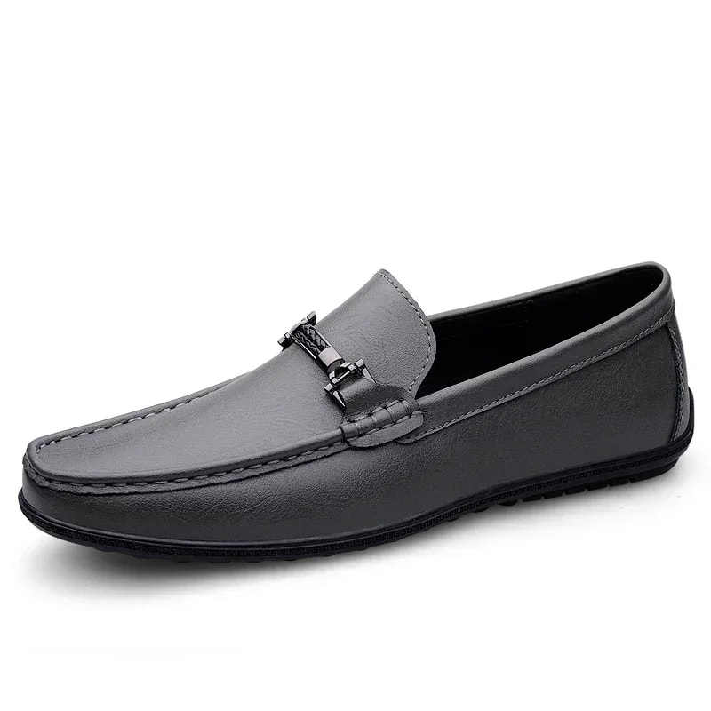 New Casual Men SlipOn Shoes Luxury Leather Blue Loafers Handmade Business Driving Flats 5