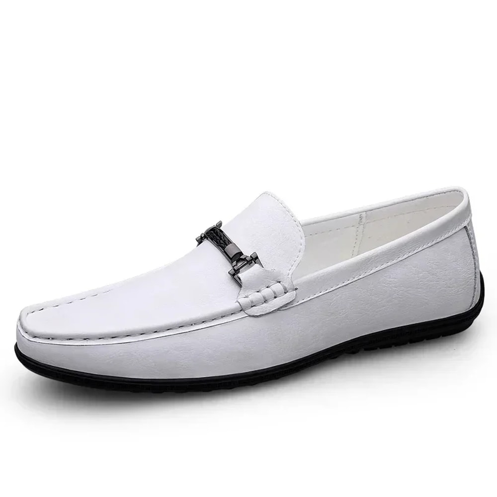 New Casual Men SlipOn Shoes Luxury Leather Blue Loafers Handmade Business Driving Flats 7