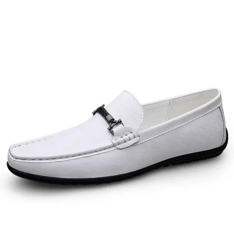New Casual Men SlipOn Shoes Luxury Leather Blue Loafers Handmade Business Driving Flats 7