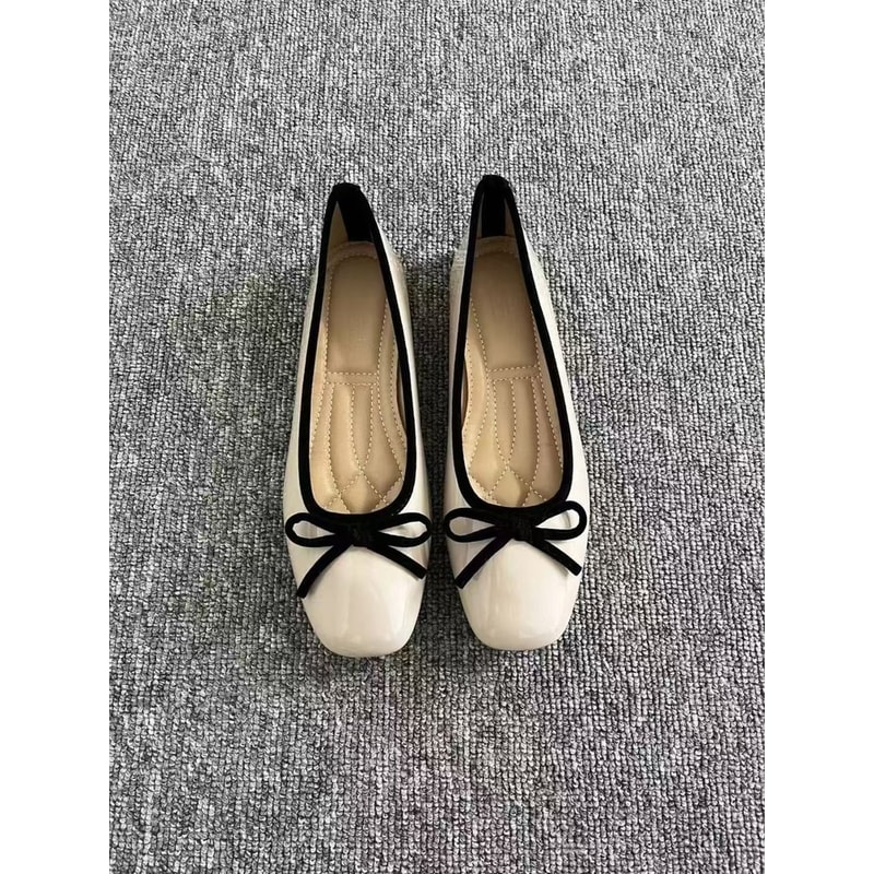 FrenchStyle Spring And Autumn Loafers Versatile Bowknot Flats SoftSoled SquareToe Ballet Shoes 5