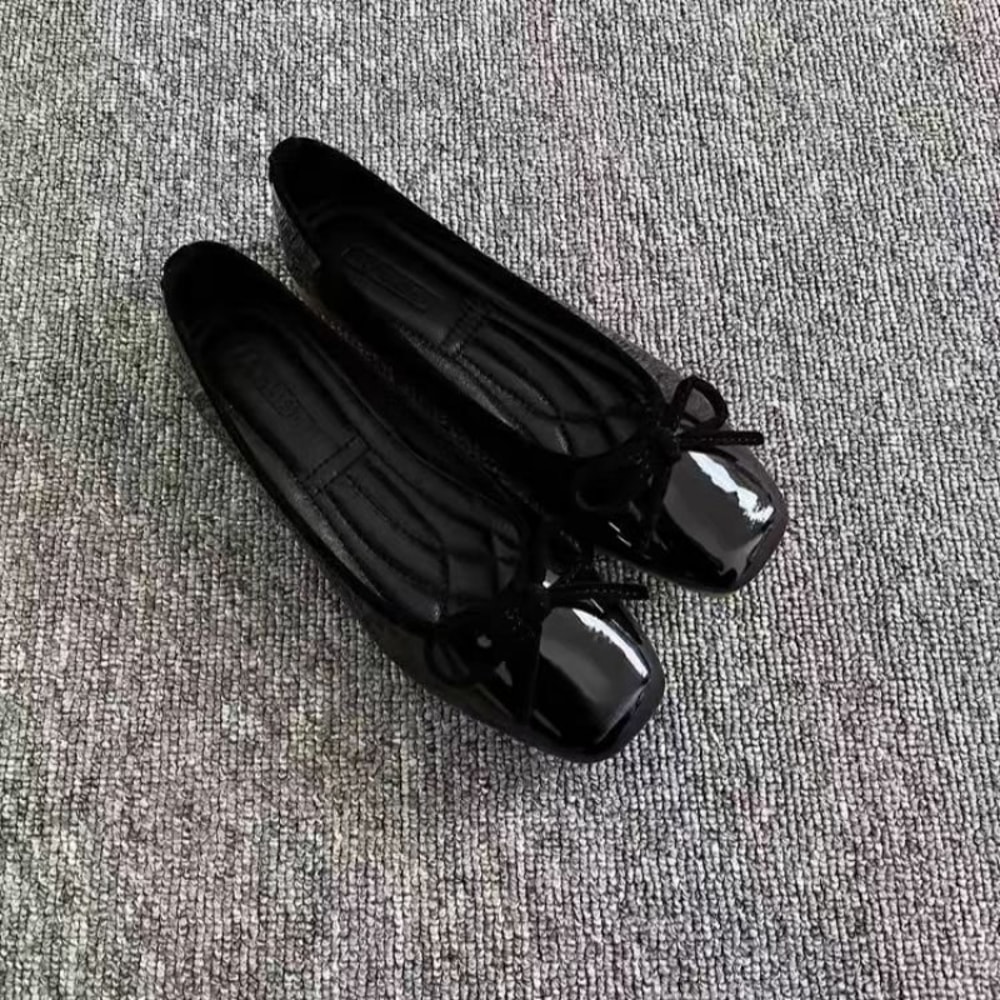 FrenchStyle Spring And Autumn Loafers Versatile Bowknot Flats SoftSoled SquareToe Ballet Shoes 4
