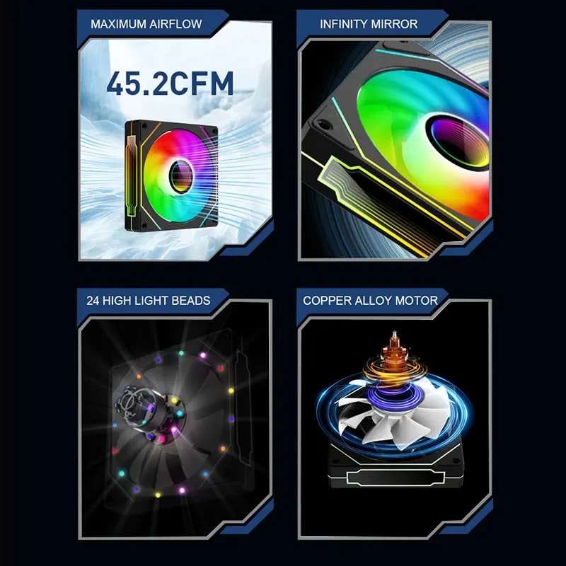 Computer Chassis Fan Quiet Cooling Fan Large Air Volume Superior Performance For Efficient PC Cooli 4