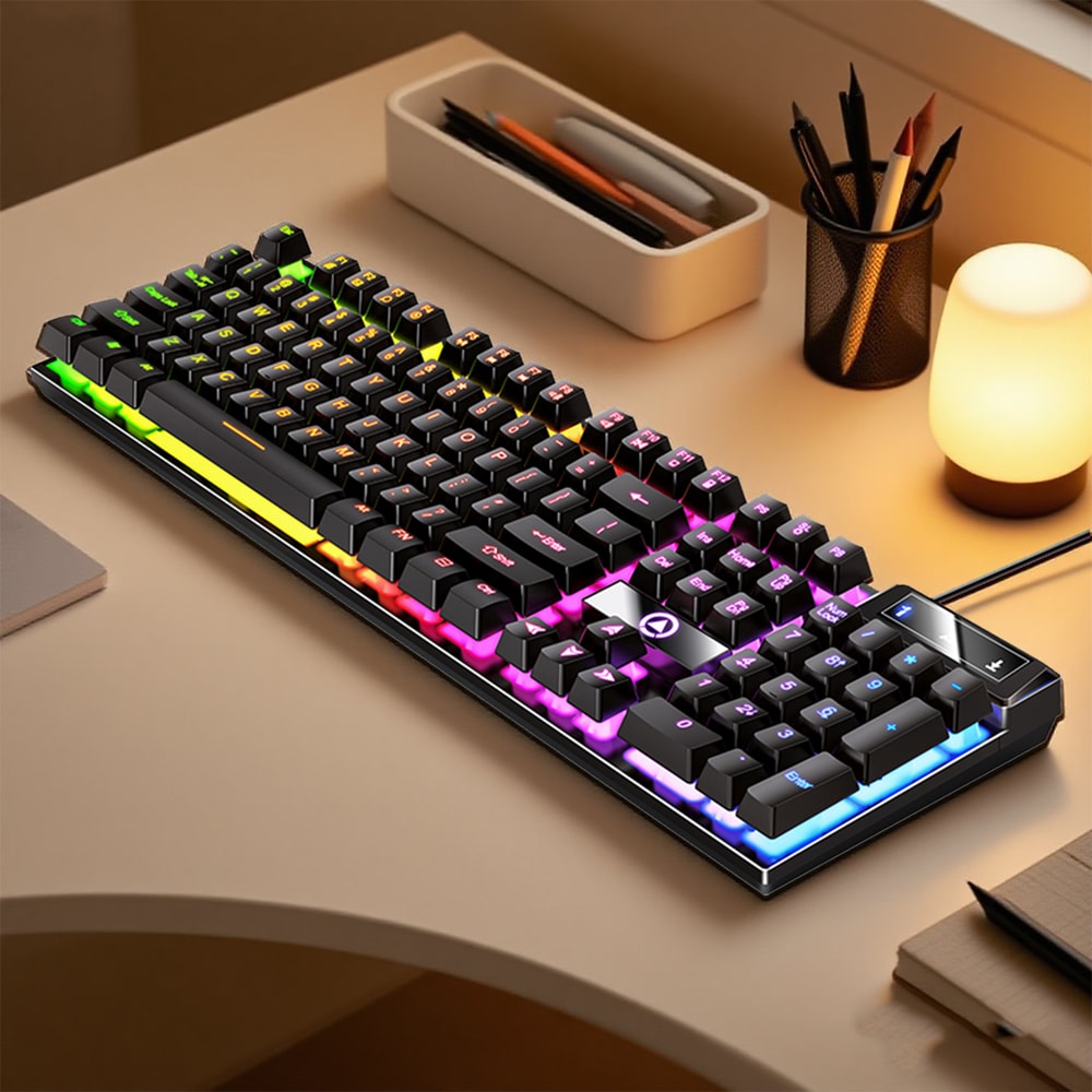 Low Profile Gamer Keyboard Wired Keyboard Gaming Laptop Desktops PC Computer Office Keyboards With 4