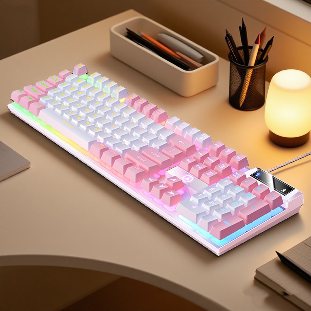 Low Profile Gamer Keyboard Wired Keyboard Gaming Laptop Desktops PC Computer Office Keyboards With 8