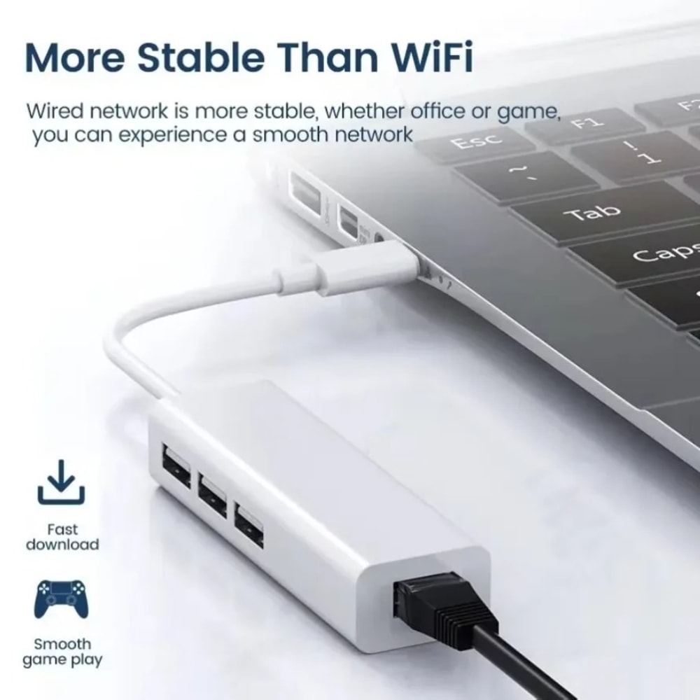 USB HUB Ports USBC HUB With Ethernet LAN Adapter USB To TV SetTop Box Computer Laptop Network Conne 2
