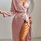 Womens Belted Satin Robe Elegant Solid Color Silky Comfort Bathrobe Loungewear For Ultimate Relaxat 1