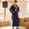 Thicken Winter Lovers Solid Flannel Robe Sets Couple Long Bathrobe Gown Nightwear With Pocket Intim 6