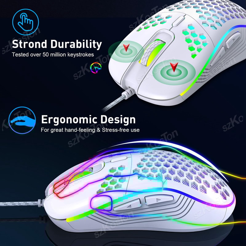 Ergonomic Wired Gaming Mouse With Adjustable Levels And Backlight Perfect For Office PC Gamers 2
