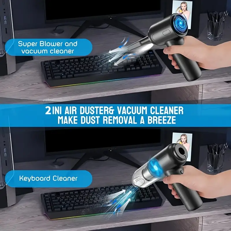 Rechargeable Compressed Air Duster Cordless Dust Blower For Cleaning Computer Keyboard Sofa And Ele 2