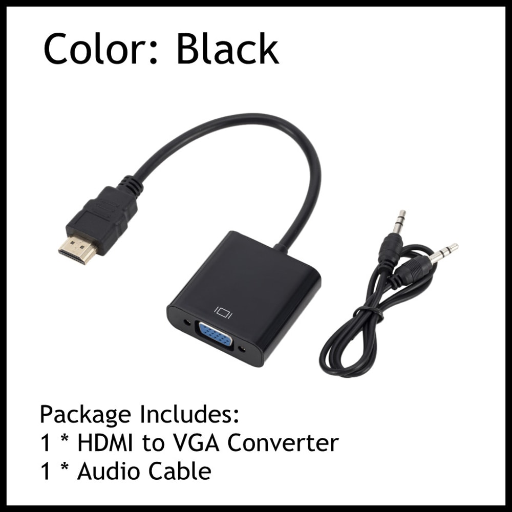 HDMIcompatible To VGA Converter Adapter With Audio Power Supply Male To Female For PC Tablet TV Lap 4