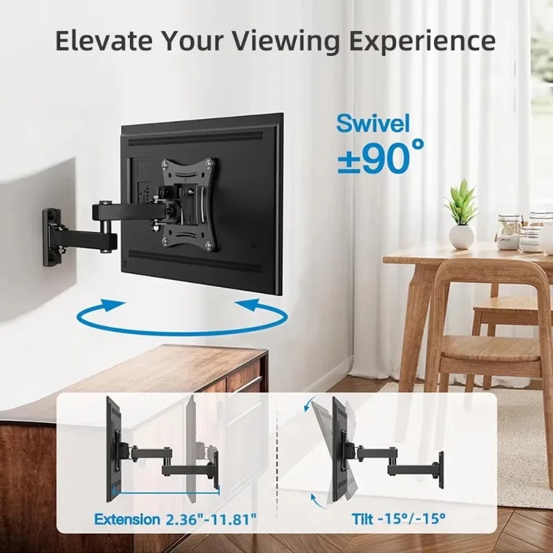 Full Motion TV Wall Mount Bracket With Articulating Arms Swivel Tilt Extension And Rotation For Fla 2