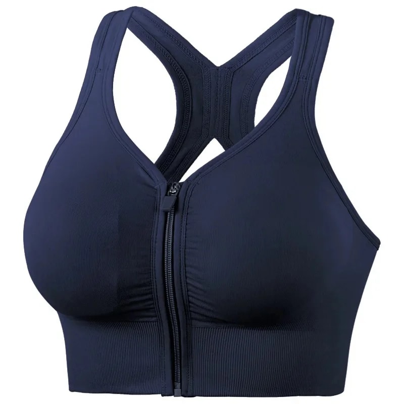 Front Zipper Womens Underwear Running Fitness Sports Bra Shockproof Top Bra Breathable Seamless Yog 3
