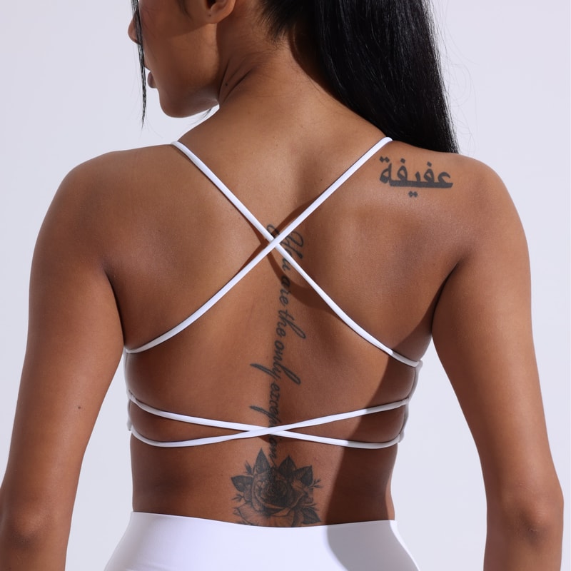 Fitness Bra High Strength Solid Color Gym Yoga Underwear Women Cross Back Straps Tight Sport Top 5