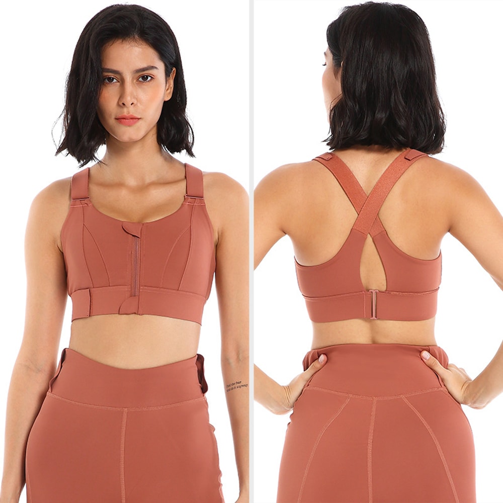 Shockproof Gym Fitness Athletic Brassiere Women Yoga Vest Front Zipper Sports Bras Tights Crop Top 1