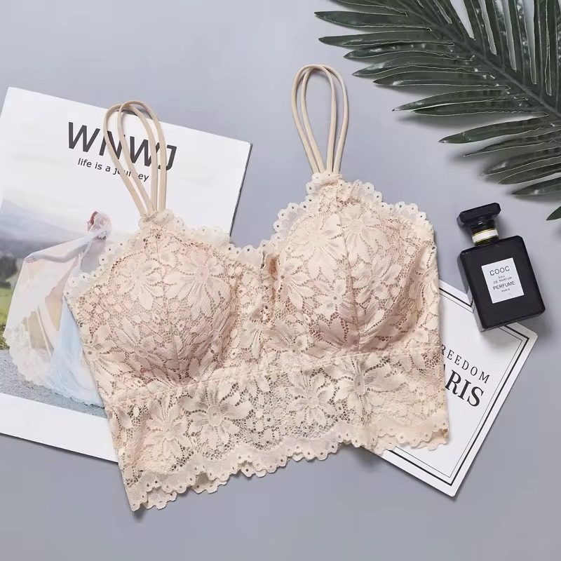 Sexy Womens Lace Bra Hollow Out Flower Underwear Wireless Push Up Bralette Padded Breathable Strap 8
