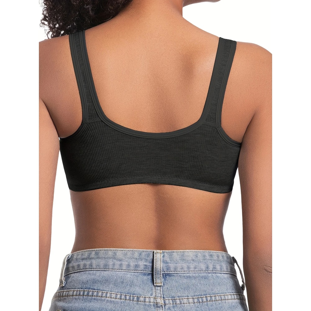 Womens Bra WireFree Front Closure Solid Color Full Coverage Fixed Cups More Considerate For MiddleA 3