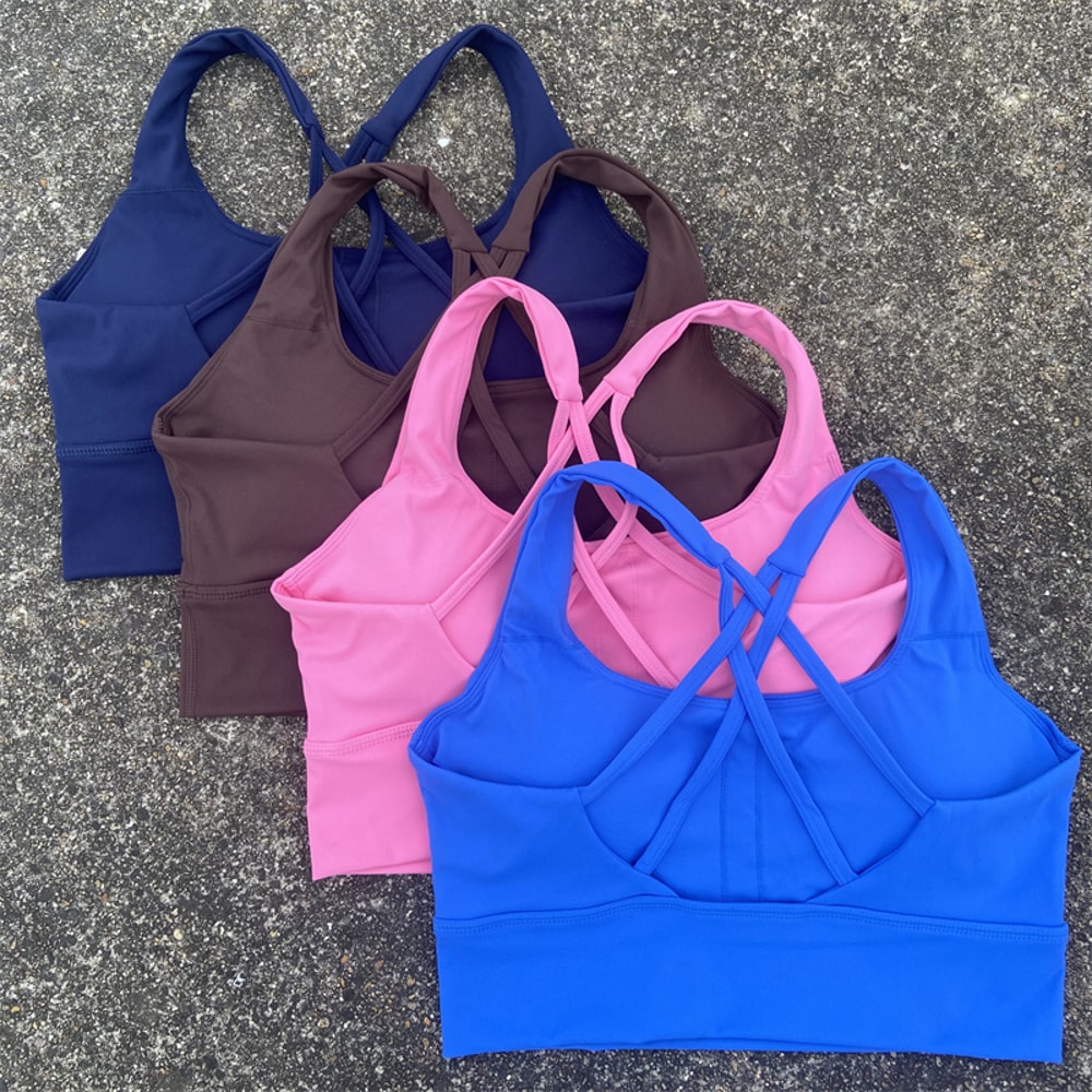 Yoga Vest Women Cross Straps Sports Bra Gym High Impact Fitness Bralette Push Up Running Underwear 0