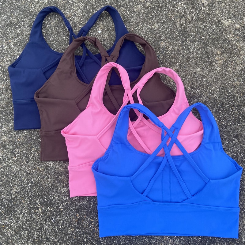 Yoga Vest Women Cross Straps Sports Bra Gym High Impact Fitness Bralette Push Up Running Underwear 0