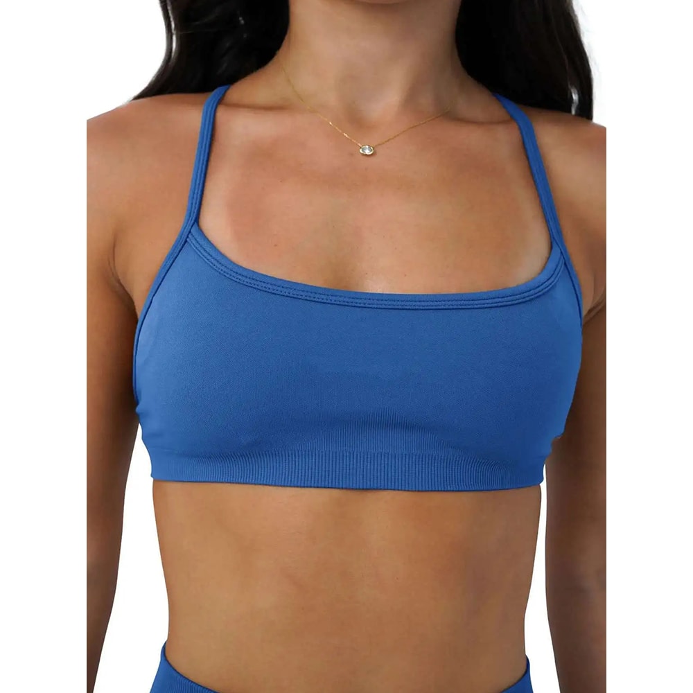 Women Seamless Sports Bra Yoga Top Back Cross Fitness Bra Gym Active Wear Workout Pushup Running Un 1