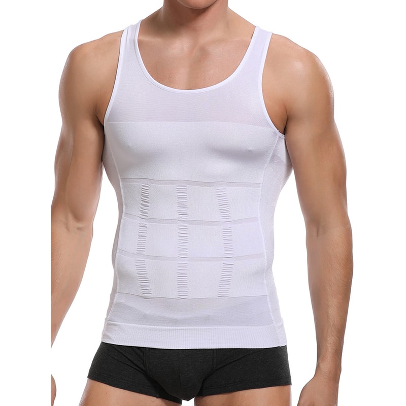 Mens Slimming Body Shaper Vest Shirt Abs Abdomen Slim Gym Workout Tummy Control Compression Tank To 2