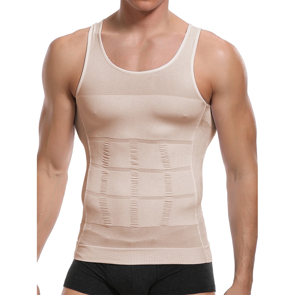 Mens Slimming Body Shaper Vest Shirt Abs Abdomen Slim Gym Workout Tummy Control Compression Tank To 4