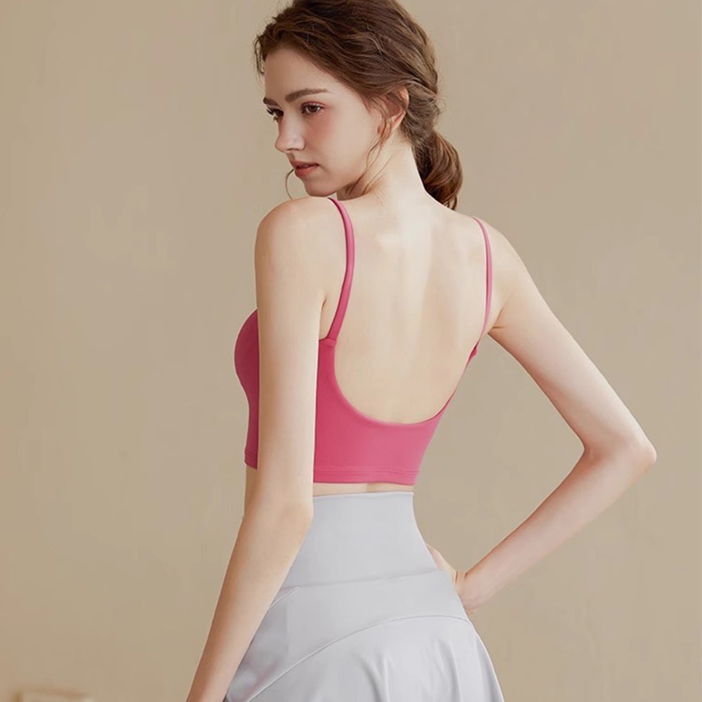 Breathable Sports Bra Top For Women Push Up Fixed Padded Gym Bra Yoga Fitness Vest Running Sports U 1