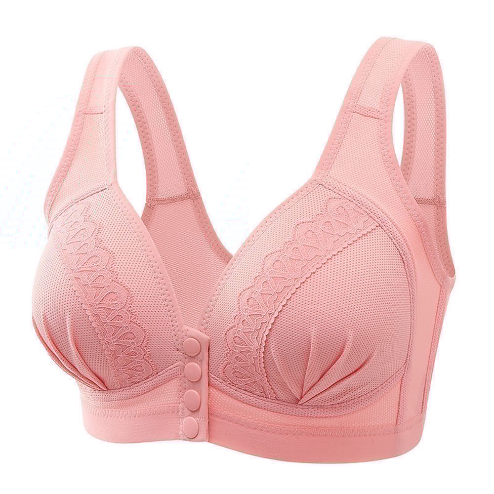 Breathable Comfortable Underwire Bra For Middleaged Moms Large Size Front Button Nursing Bra 0