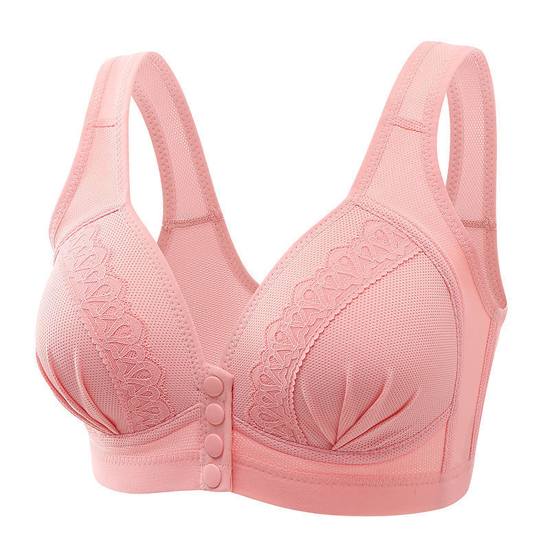 Breathable Comfortable Underwire Bra For Middleaged Moms Large Size Front Button Nursing Bra 0