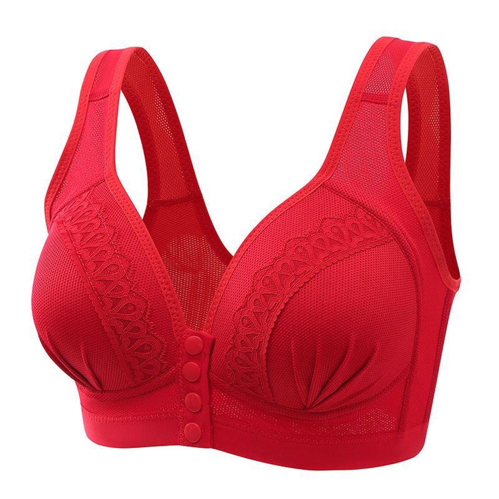 Breathable Comfortable Underwire Bra For Middleaged Moms Large Size Front Button Nursing Bra 2