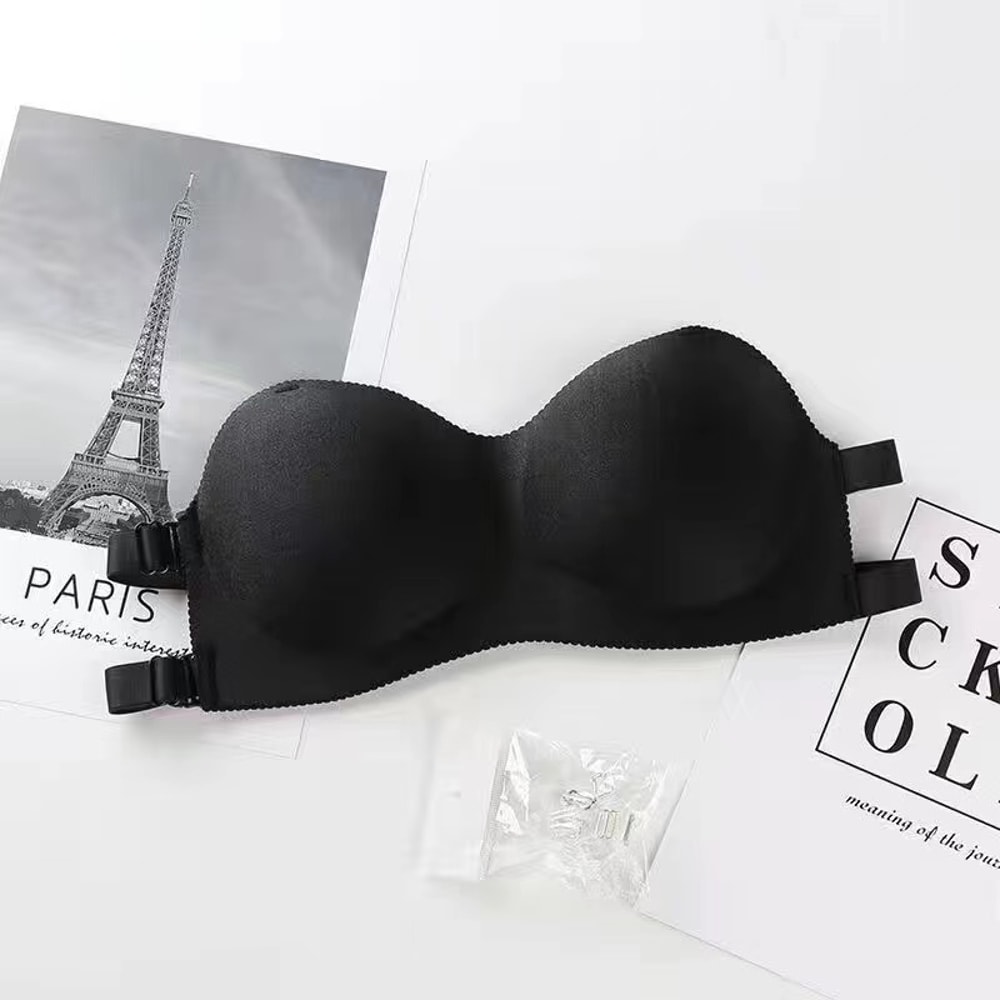 Sexy Backless Invisible Bra Push Up Seamless Brassiere Black Strapless Bandeau No Sewing Bra For Wo 4