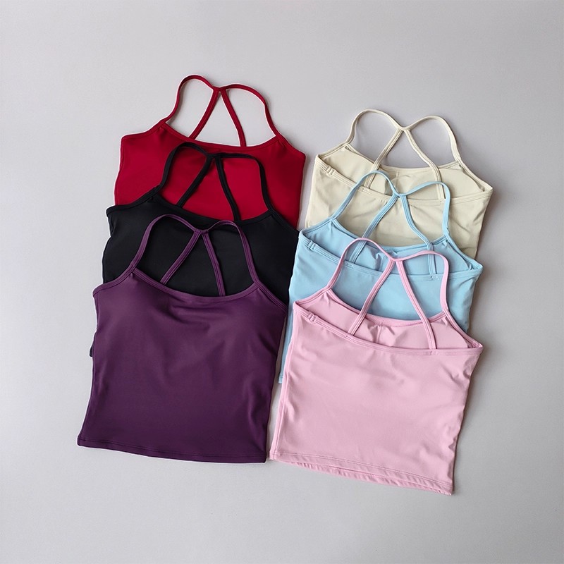 Womens Sports Bra Cross Back Gym Tank Top PushUp Workout Bra Comfortable Naked Feeling Fitness Wear 3