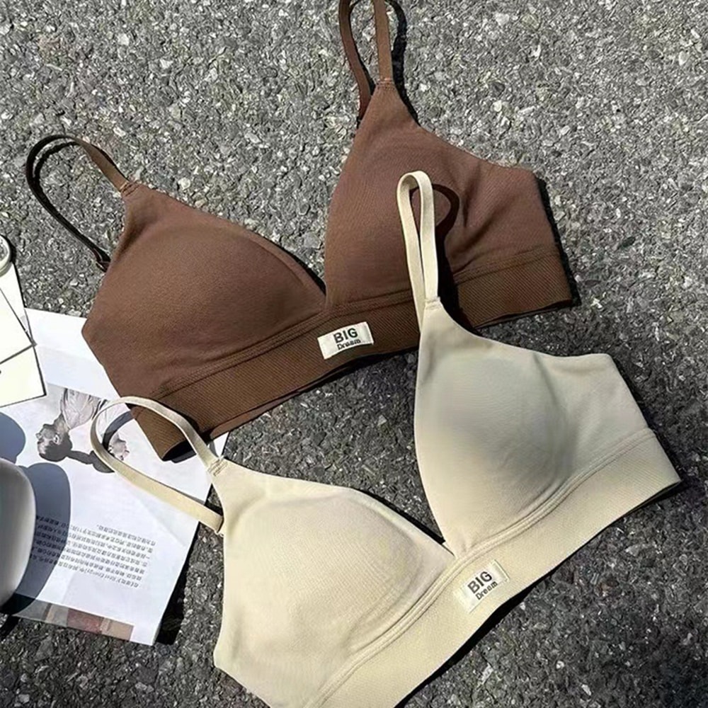 Comfortable WireFree Bra Sexy Beautiful Back Underwear French Triangle Cup Womens Bra Small Chest F 3