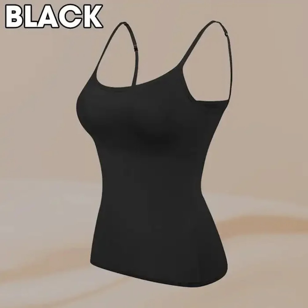 Sexy Women Tops Solid Padded Bra Spaghetti Camisole Top Builtin Bra Women Vest Comfortable Tank Top 3