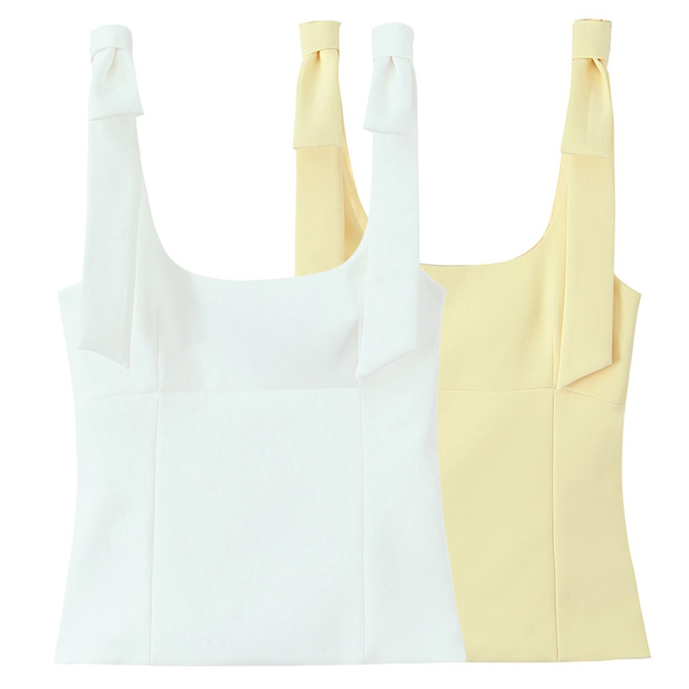 Summer Butterfly Crop Top Woman Yellow White Slip Top Off Shoulder Tank Top Cute Bow Design Sleevel 3