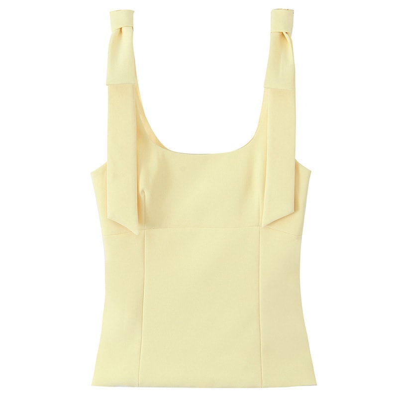Summer Butterfly Crop Top Woman Yellow White Slip Top Off Shoulder Tank Top Cute Bow Design Sleevel 4