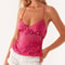 Summer Glitter V Neck Rhinestone Cami Tank Sequin Halter Crop Tops Pearl Embellished Summer Top 5