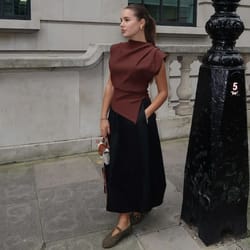 slim fit summer asymmetric tank, women wine red/brown/black, ruched sleeve tops for office & party, breathable stretchy