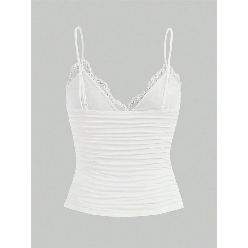 Sexy Contrast Lace Bow Top Crop Cami For Women Summer Grunge Punk Clothes Ruched Skinny Backless Te 1