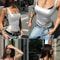 Womens Solid Tank Top Sleeveless Square Collar Camison Verano Edgy Clothes Accessories Korean Fashi 0