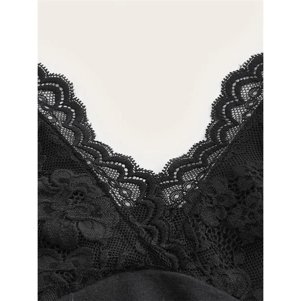 Women Summer Sexy Lace Vneck Halter Top Grunge Punk Goth Backless Ruched Cami Crop Top Trendy Stree