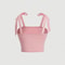 Pink Backless Camis Top Solid Tie Shoulder Ruched Design Wide Strap Slim Fit Crop Top Summer Women 6