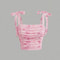 Pink Backless Camis Top Solid Tie Shoulder Ruched Design Wide Strap Slim Fit Crop Top Summer Women 2