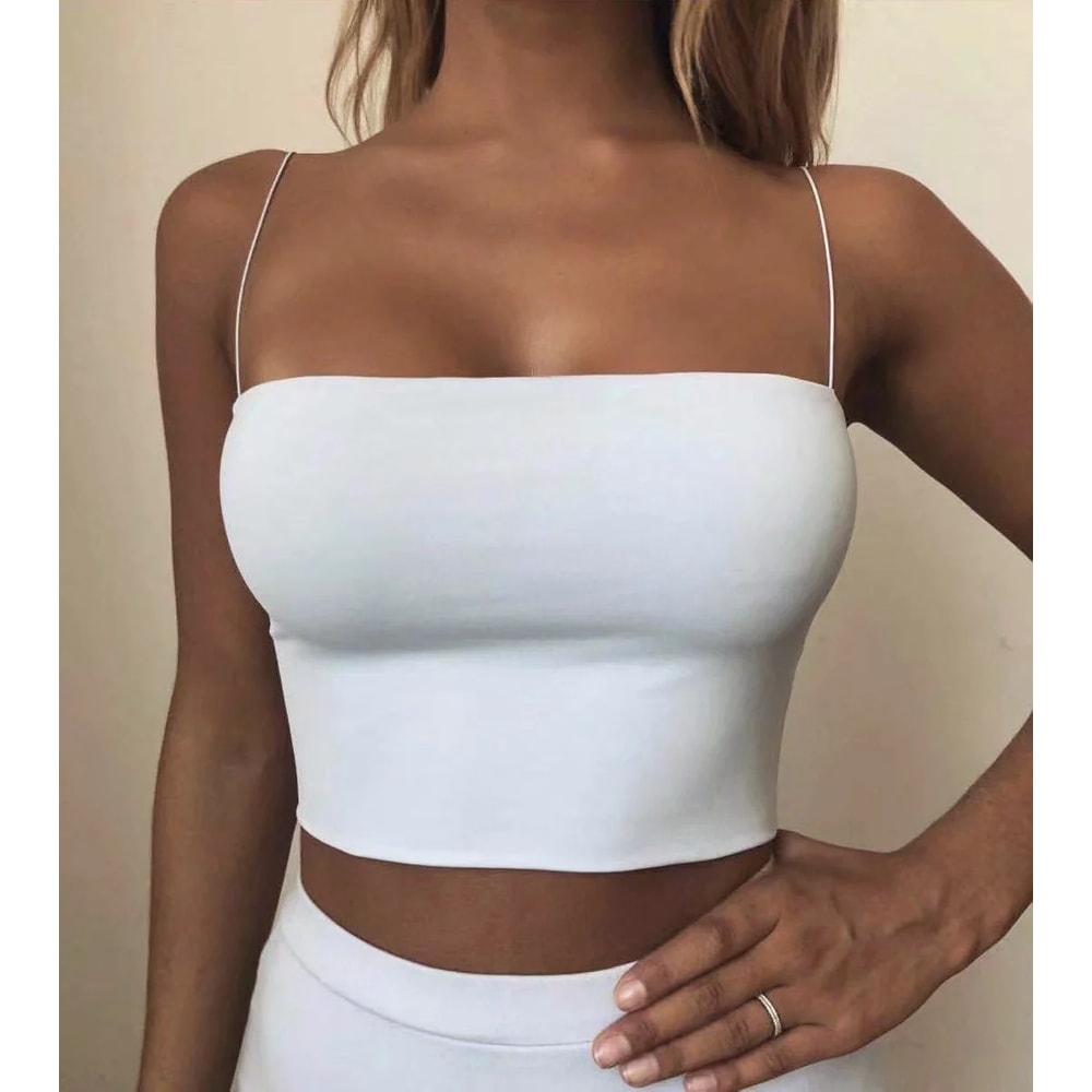 Sexy Elastic Cotton Camis Summer Womens Crop Top Sleeveless Short Tank Top Bar Perfect For Hot Weat 0