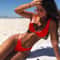 Solid Color V Thong Beach Wear Swimsuit Women Bikini Set Low Waist Swimwear Perfect Bathing Suit Fo 2